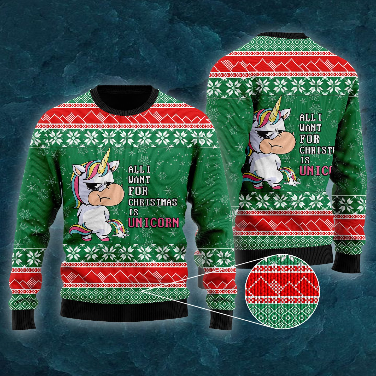 All I Want For Christmas Is A Unicorn Ugly Christmas Sweater Adult 3D Funny Matching for family