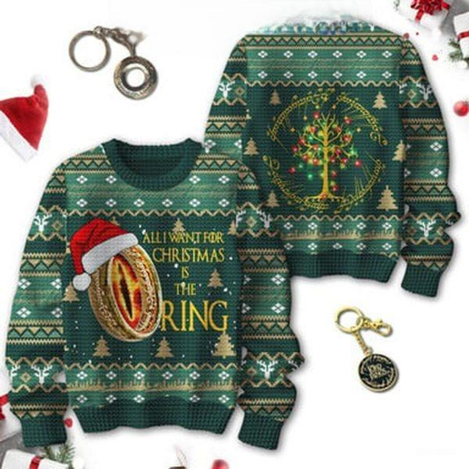 All I Want For Christmas Is The Ring Christmas Ugly Sweatshirts, Gifts for Fan