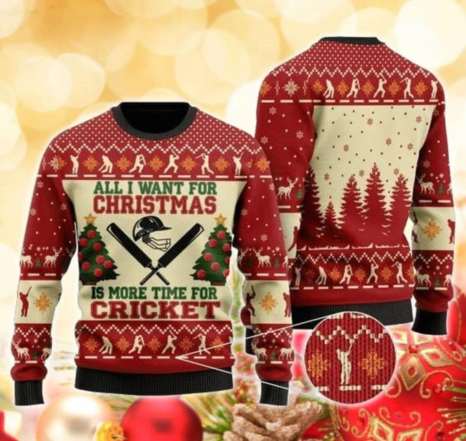 All I Want for Christmas Is Time for Cricket Ugly Sweater