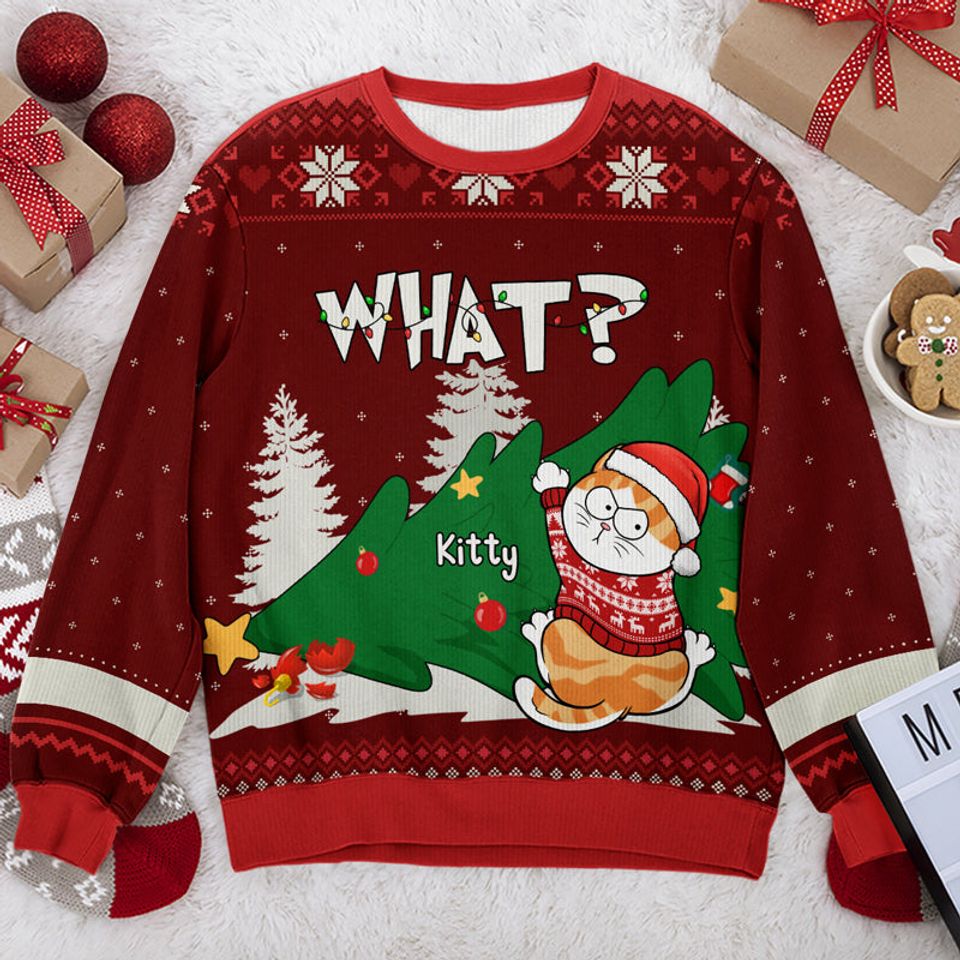 All I Want For Christmas Is You - Cat Personalized Ugly Sweatshirt - Christmas Gift For Pet Owners, Pet Lovers