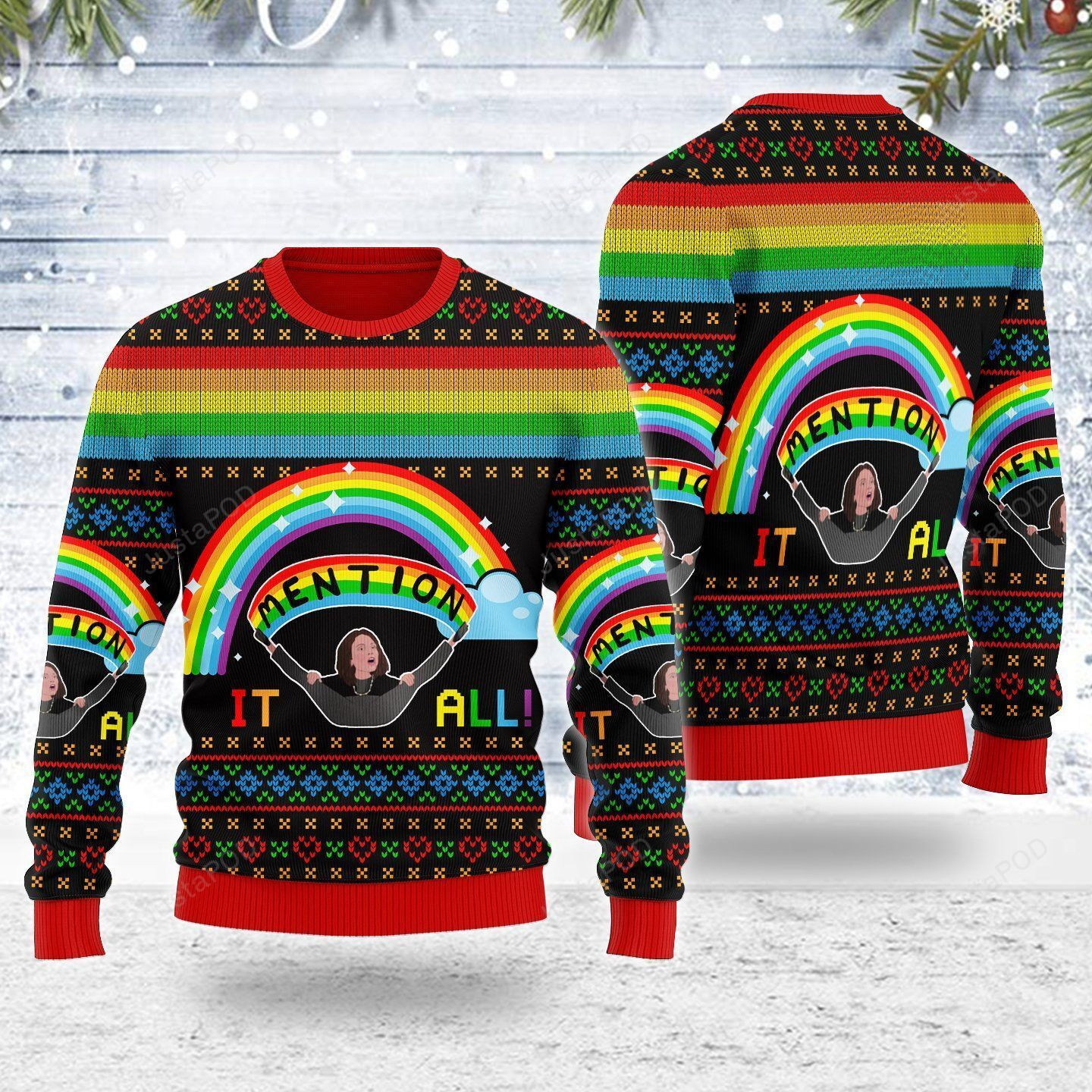 All I Want For Christmas Mention It All Ugly Christmas Sweater Adult 3D Funny Matching for family