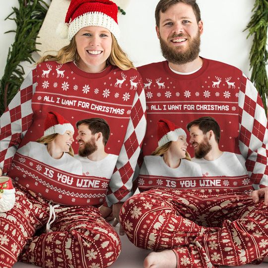 All I Want For Christmas Personalized Ugly Christmas Sweatshirt - Gift for Couples - Image 6