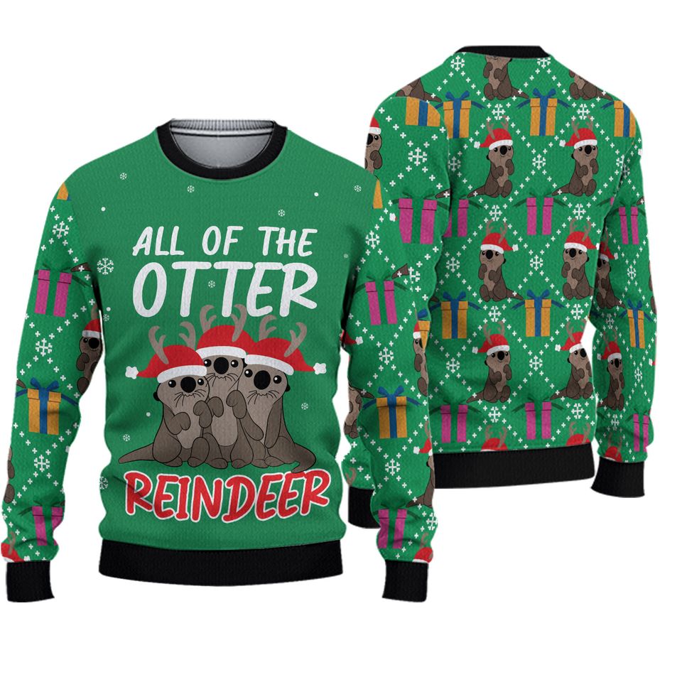 "All Of The Otter Reindeer" Ugly Christmas Sweater Cute Animal Lover Gift