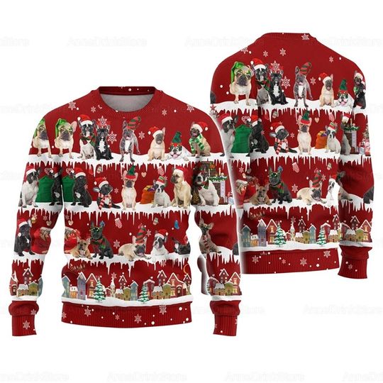 All Over Print Ugly Bulldog Christmas Jumper Sweatshirt - Image 3