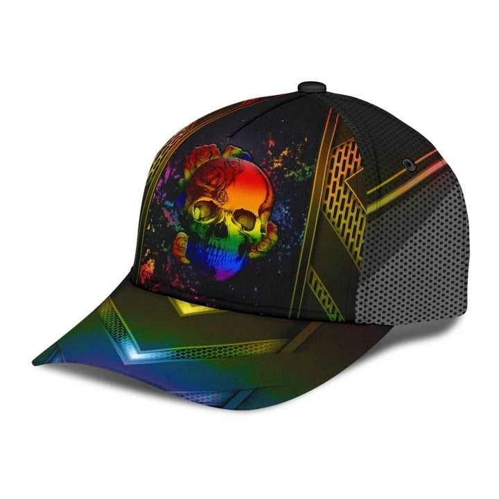 All Over Printed Cap Hat For Lesbian Queer, Gaymer Cap, Skull And Roses Floral Cap For Lgbt Trucker Hats Custom Hats Gifts For Men & Women