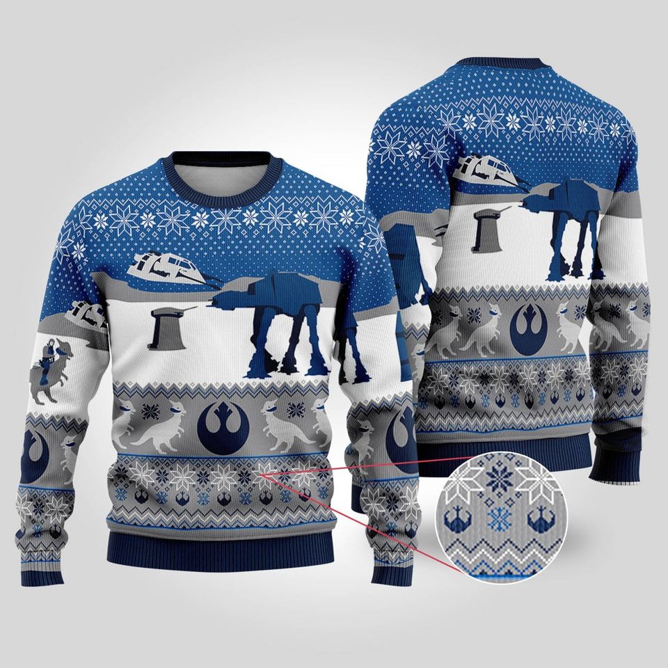 All Terrain Walkers Ugly Christmas Sweatshirt, Obi-Wan Kenobi R2D2 Christmas Sweater
