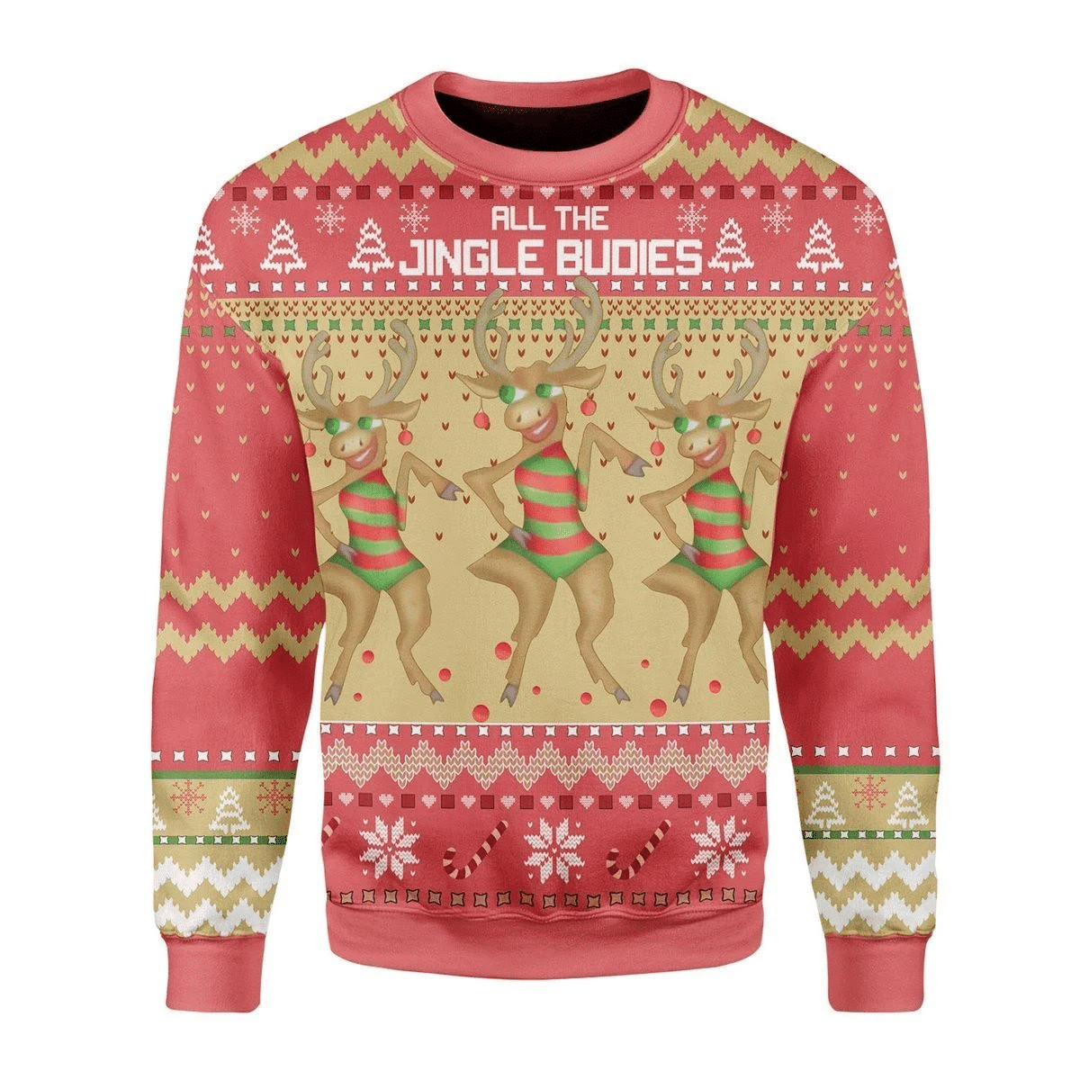 All The Jingle Budies Ugly Christmas Sweater Adult 3D Funny Matching for family
