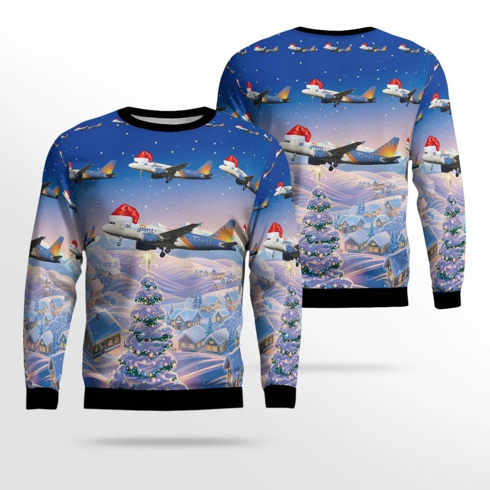 Allegiant Air Airbus A319-111 Christmas Ugly Sweater Xmas Unisex Sweater Christmas Gifts for Men Women