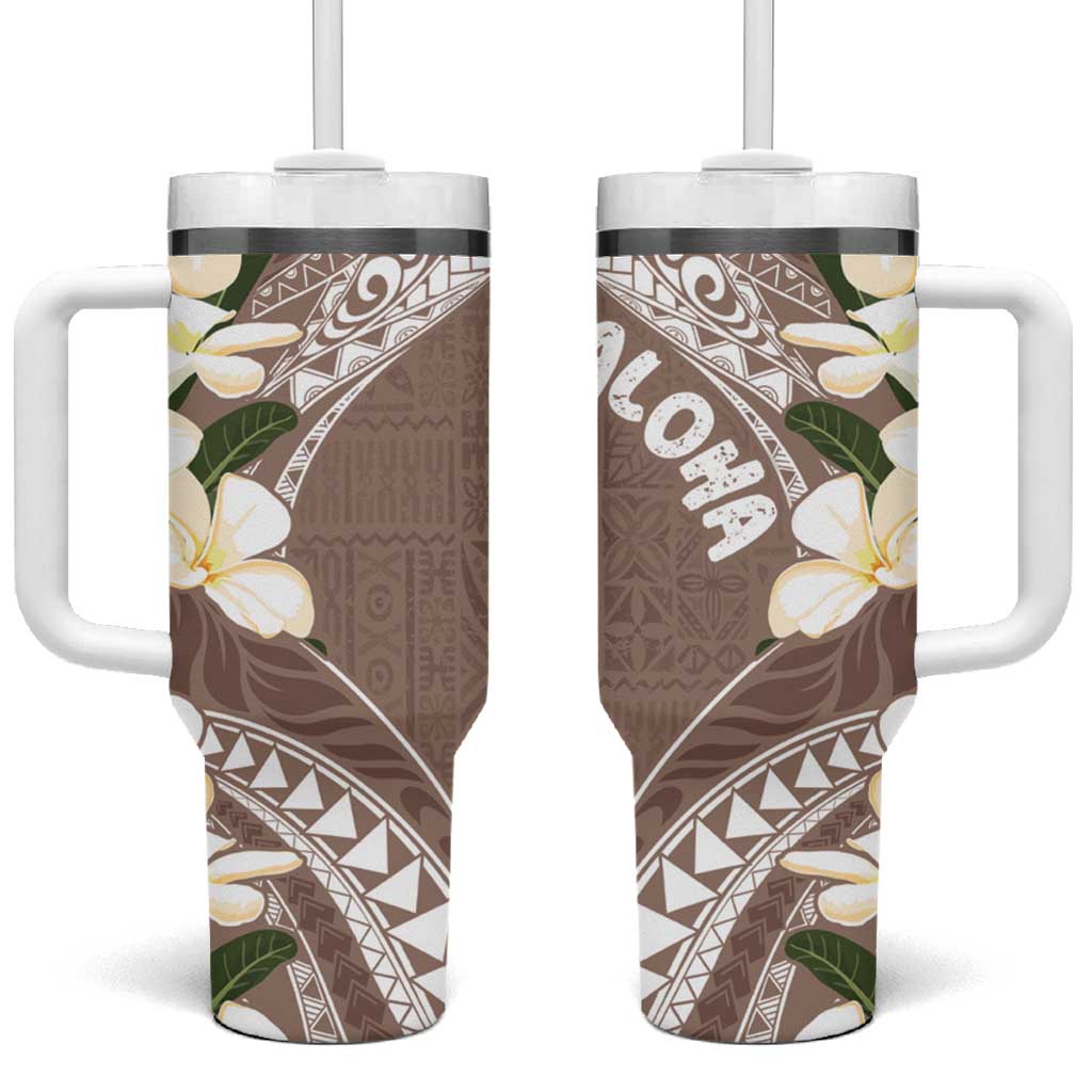 Aloha Hawaii Festive Frangipani Lace Classic Beige Custom Stanley Cup 40 oz 30 oz Tumbler With HandleTVC2301387