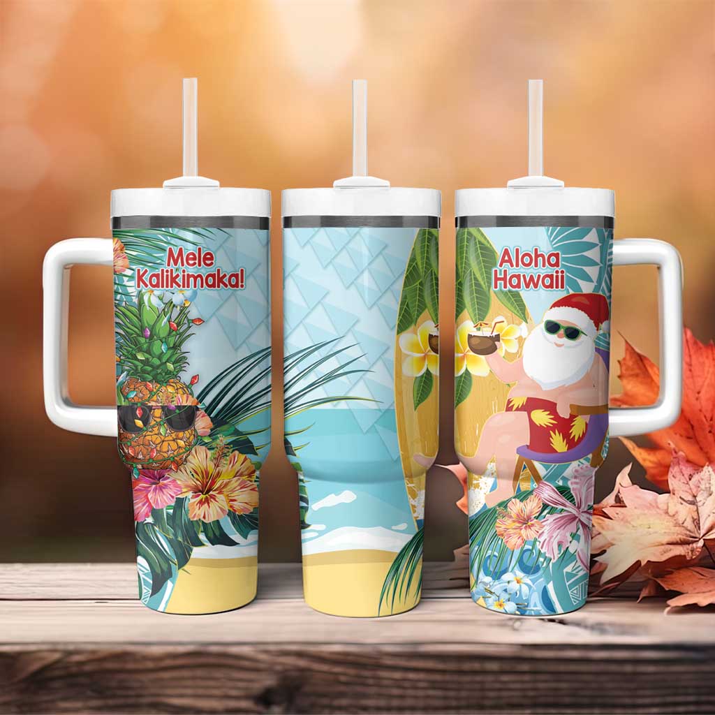 Aloha Hawaii Mele Kalikimaka Chilling Santa With Pineapple Polynesian Custom Stanley Cup 40 oz 30 oz Tumbler With HandleTVC2301362 - Image 4