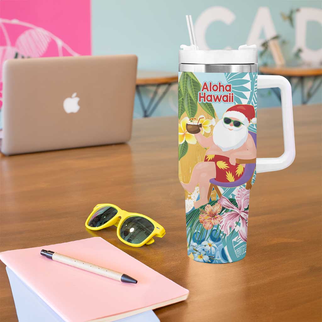 Aloha Hawaii Mele Kalikimaka Chilling Santa With Pineapple Polynesian Custom Stanley Cup 40 oz 30 oz Tumbler With HandleTVC2301362 - Image 5