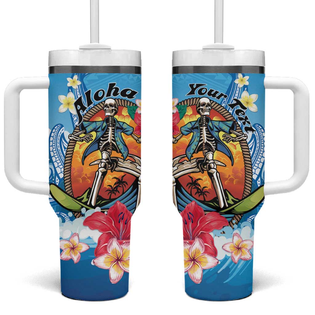 Aloha Hawaii Skeleton Surfing Tribal Shark Plumeria Custom Stanley Cup 40 oz 30 oz Tumbler With HandleTVC2301364