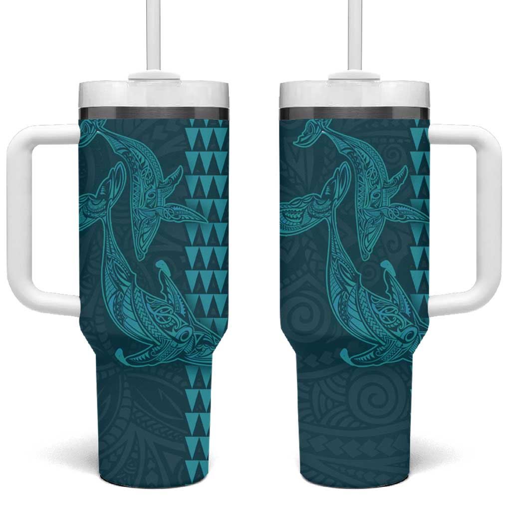 Aloha Hawaii Whale Kakau and Polynesian Tattoo Turquoise Color Custom Stanley Cup 40 oz 30 oz Tumbler With HandleTVC2301390