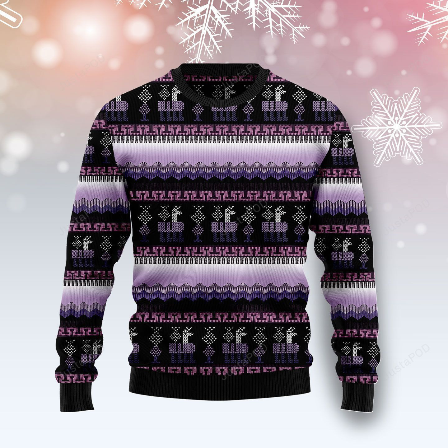 Alpaca Purple Pattern Ugly Christmas Sweater Adult 3D Funny Matching for family