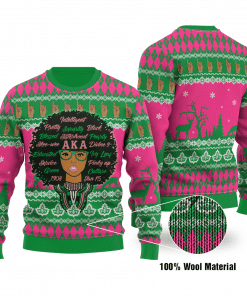 Alpha Kappa Alpha Aka Girl Aka Pearls Symbol Xmas Pattern Ugly Christmas Sweater Adult 3D Funny Matching for family