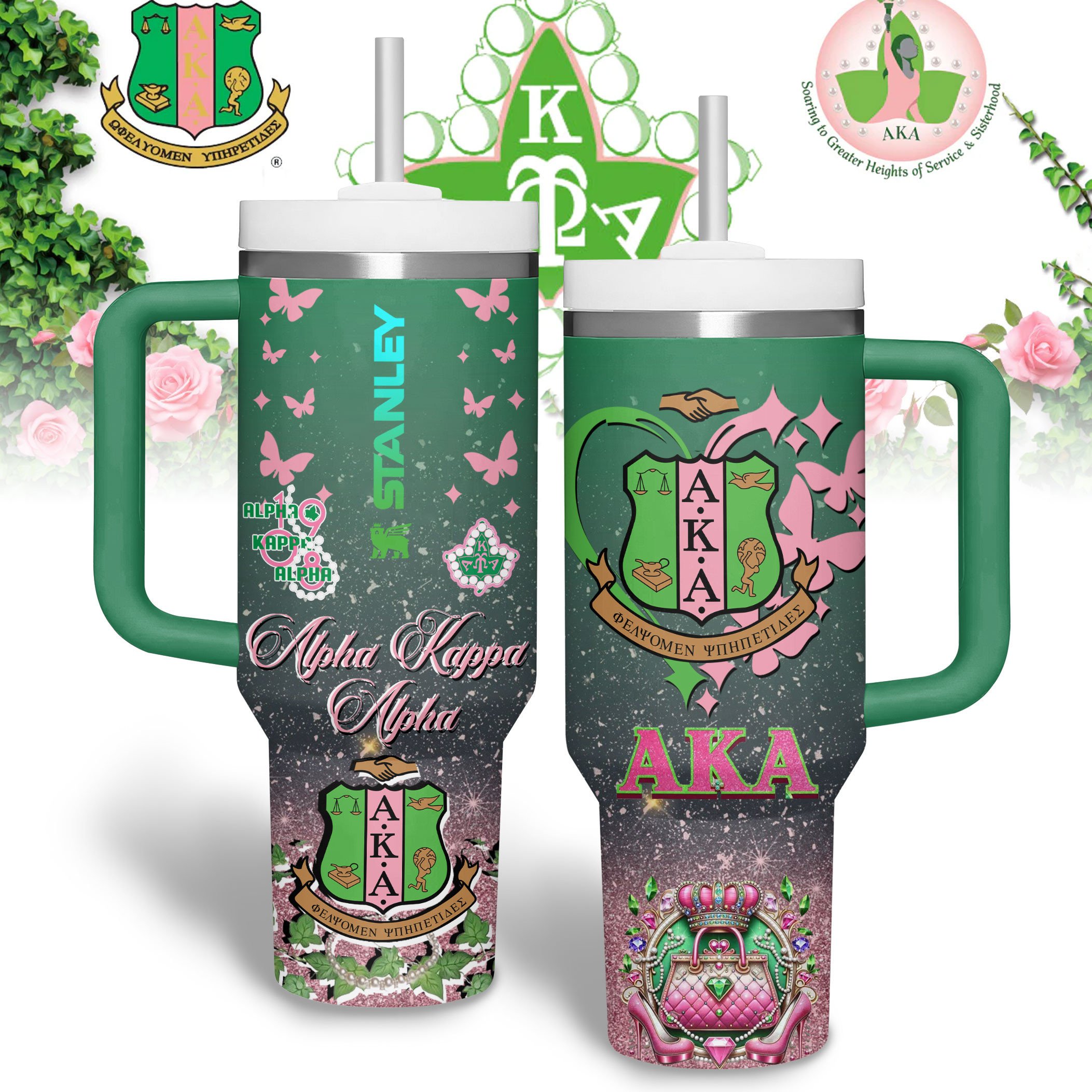 Alpha Kappa Alpha Custom Stanley Cup 40 oz 30 oz Tumbler With HandleTVC2301243
