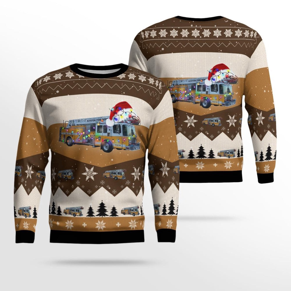 Alvaton Fire Department Christmas AOP Ugly Sweater Xmas Unisex Sweater Christmas Gifts for Men Women