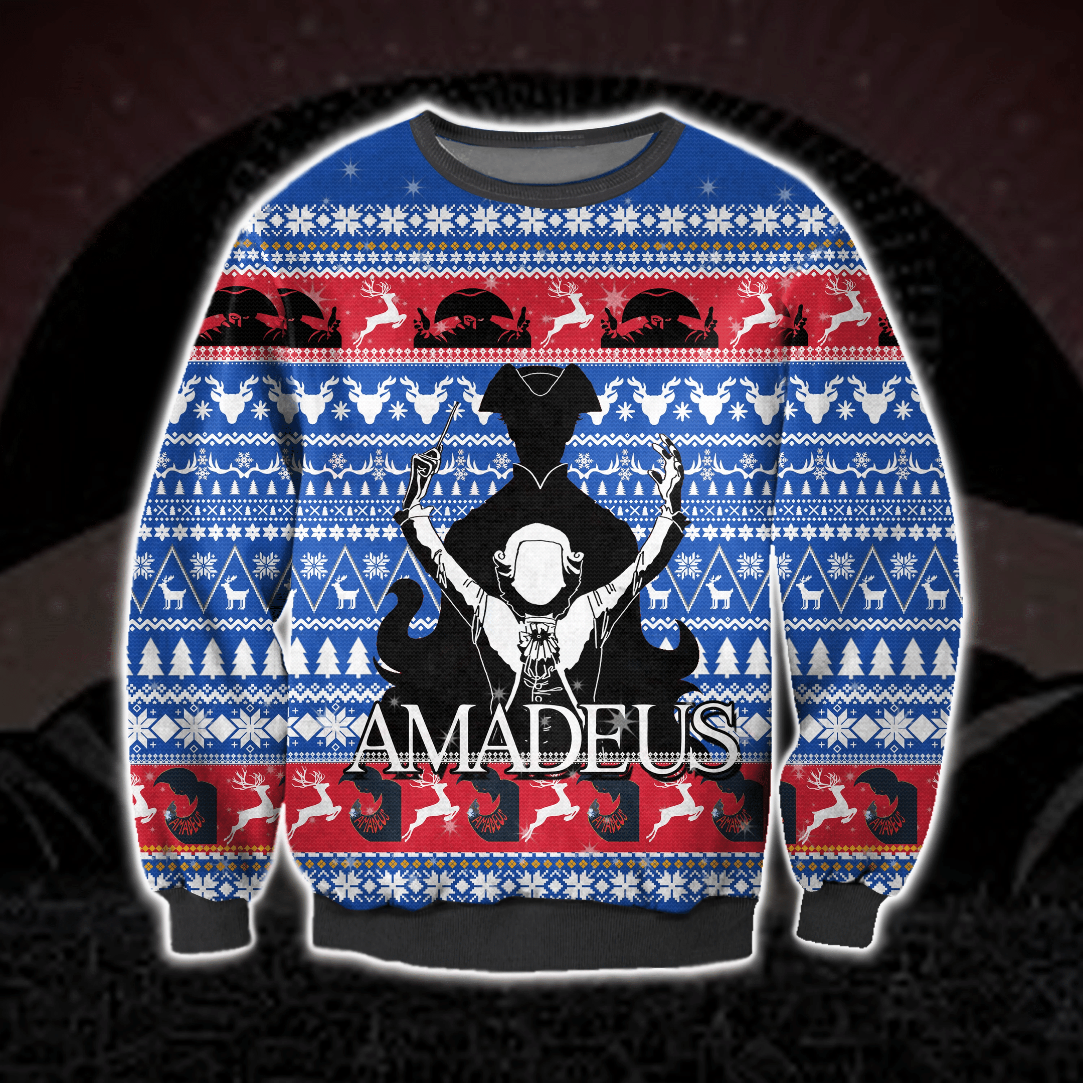 Amadeus Ugly Christmas Sweater Adult 3D Funny Matching for family