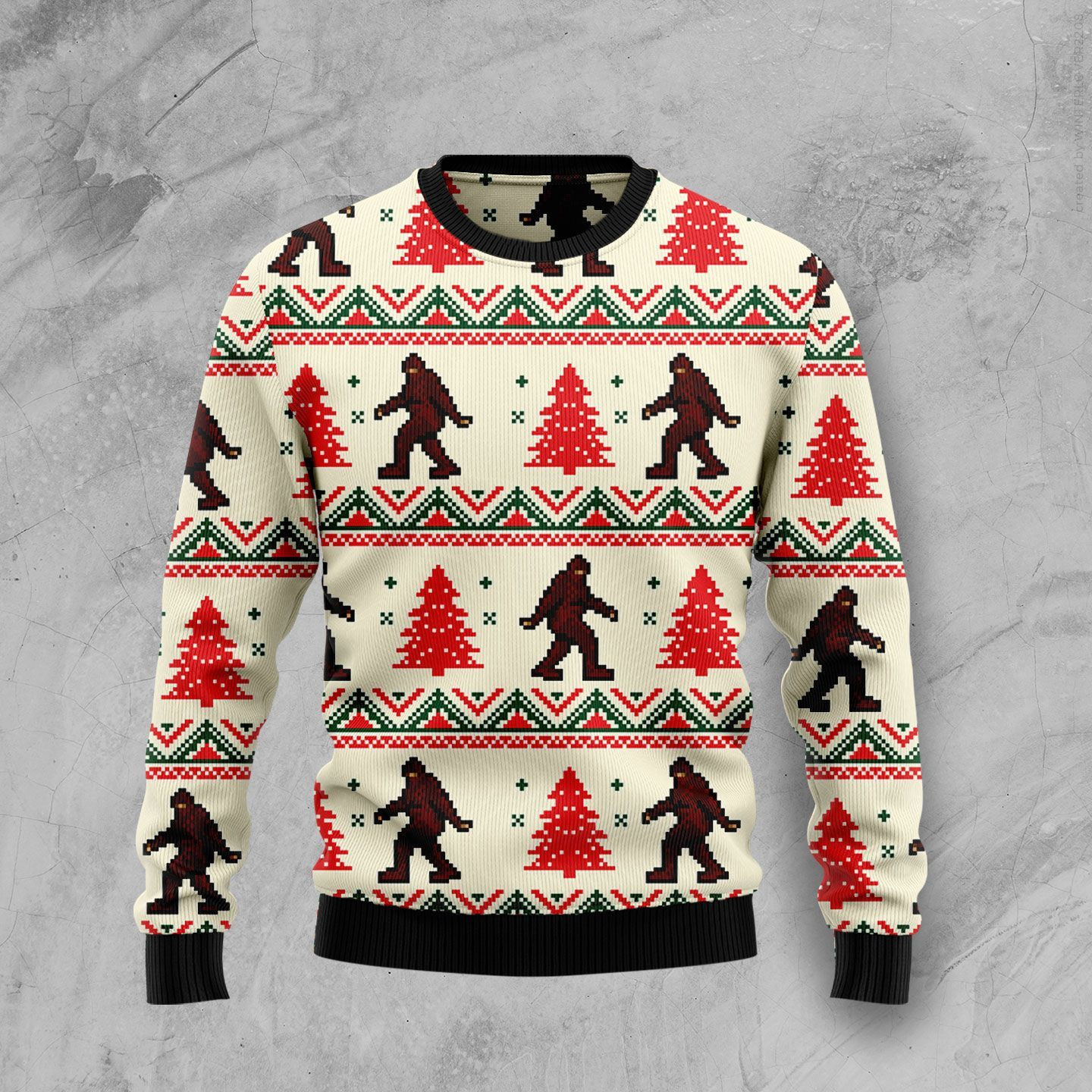 Amazing Bigfoot Ugly Christmas Sweater Adult 3D Funny Matching for family