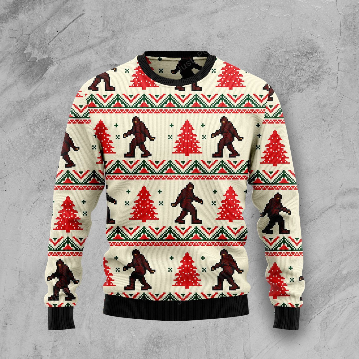 Amazing Bigfoot Ugly Christmas Sweater Adult 3D Funny Matching for family