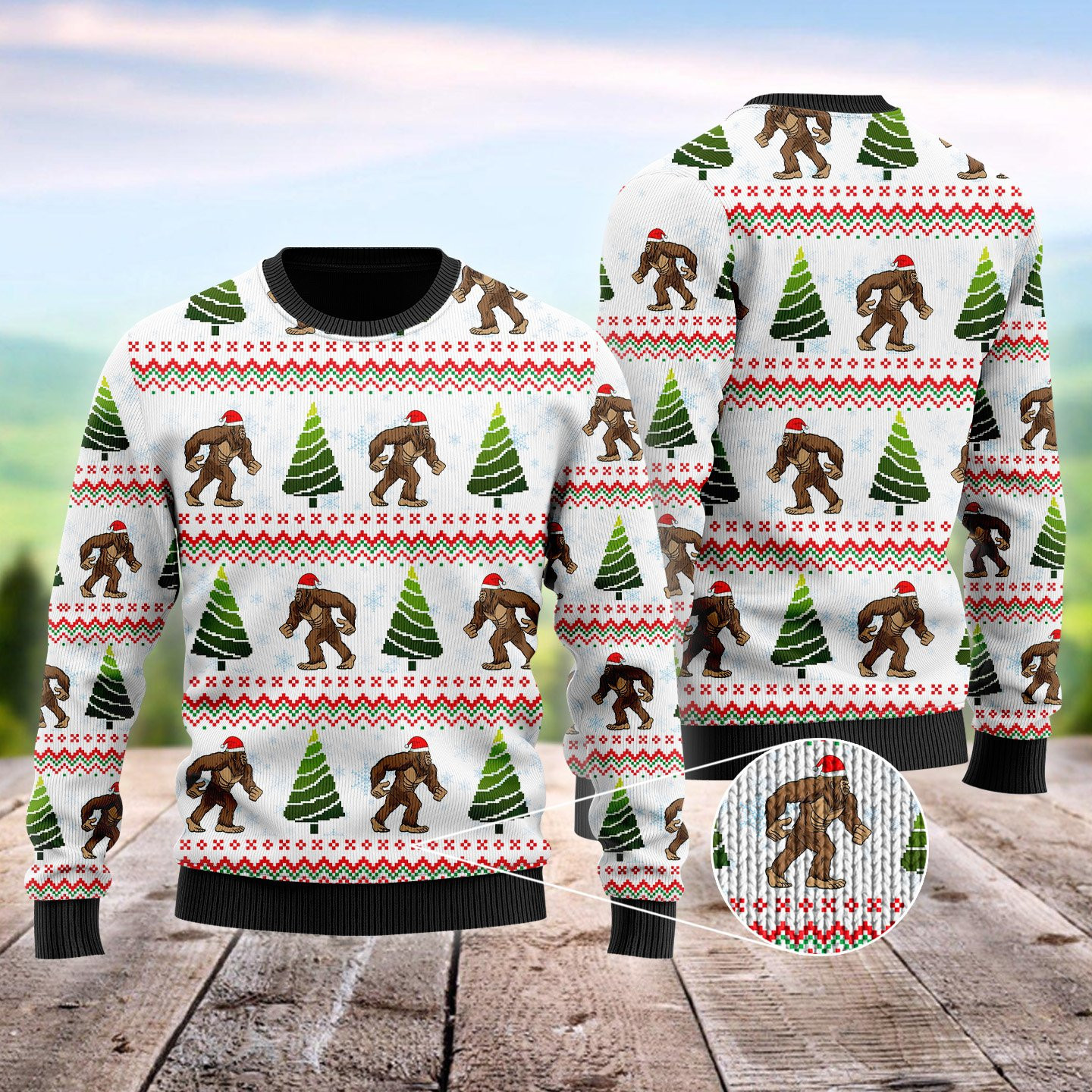 Amazing Bigfoot Ugly Christmas Sweater Adult 3D Funny Matching for family