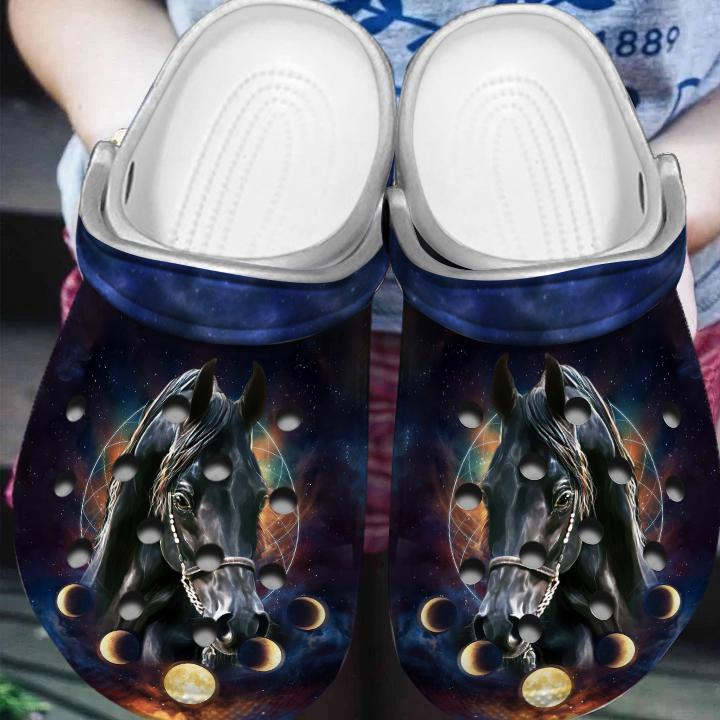 Amazing Black Horse Crocs Crocband Clogs Shoes Comfortable For Men Women and Kids