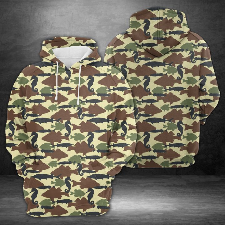 Amazing Camouflage Fish 3D All Over Print Hoodie, Zip Hoodie