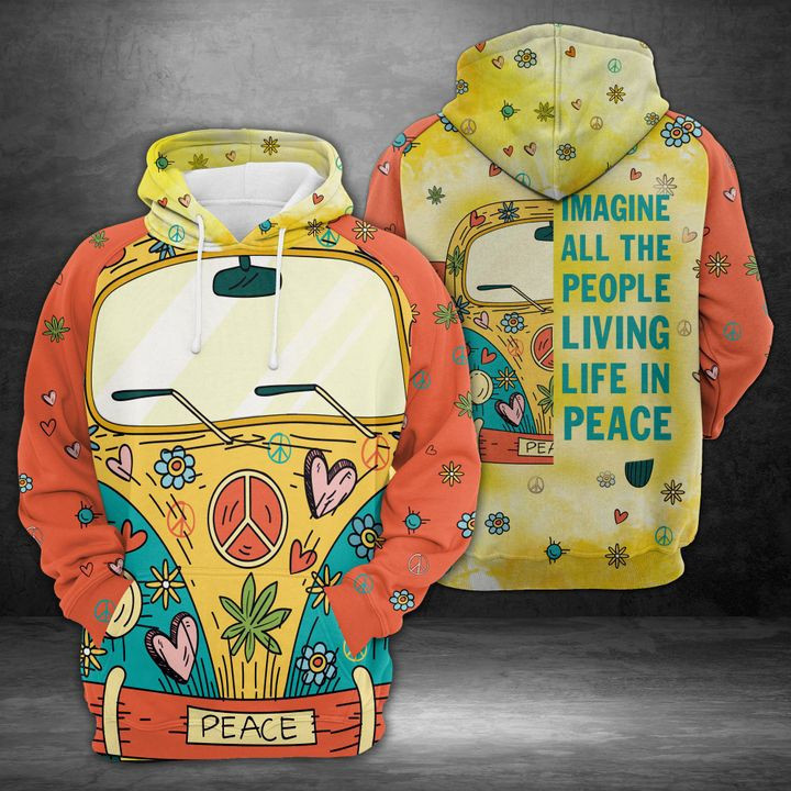 Amazing Hippie Bus 3D All Over Print Hoodie, Zip Hoodie