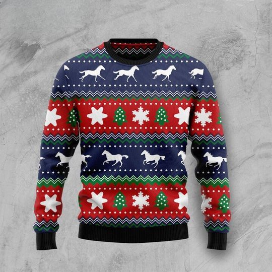 Amazing Horses Ugly Christmas Sweater, Ugly Christmas Sweater - Image 2