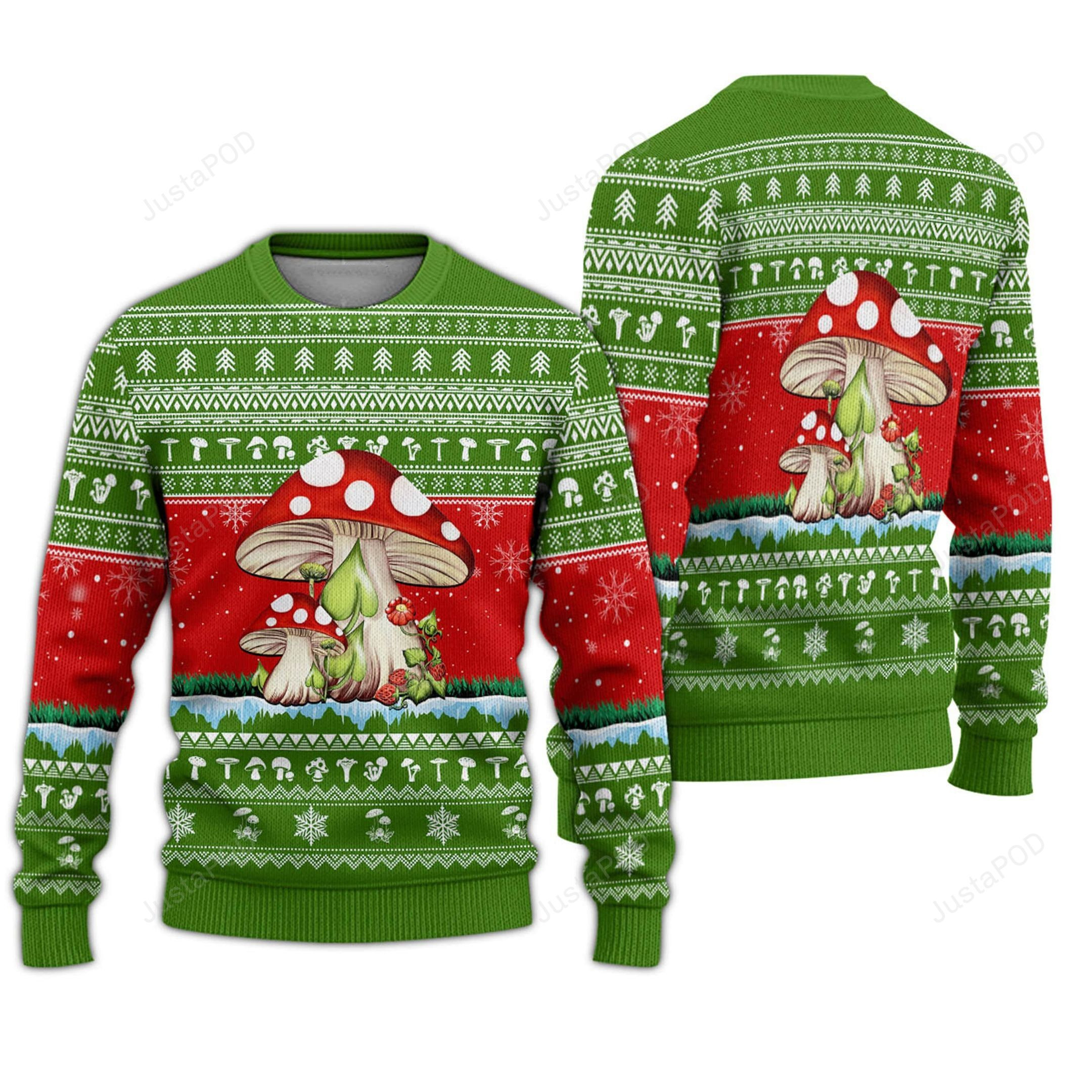 Amazing Magic Mushroom Ugly Christmas Sweater Adult 3D Funny Matching for family