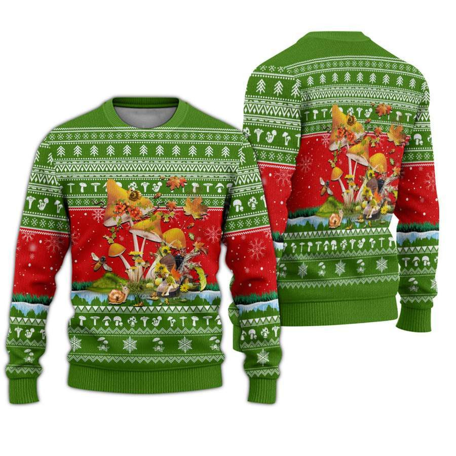 Amazing Mushroom Ugly Christmas Sweater Adult 3D Funny Matching for family