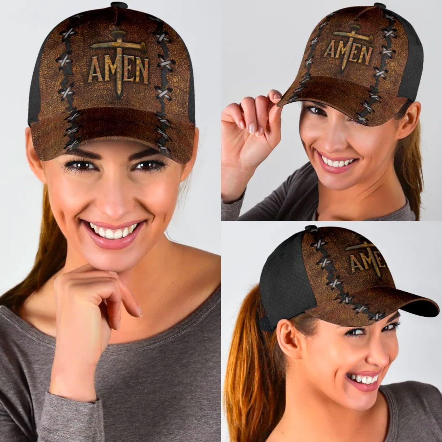 Amen The Cross Holy Baseball Cap - Christian Hats for Men and Women Trucker Hats Custom Hats Gifts For Men & Women
