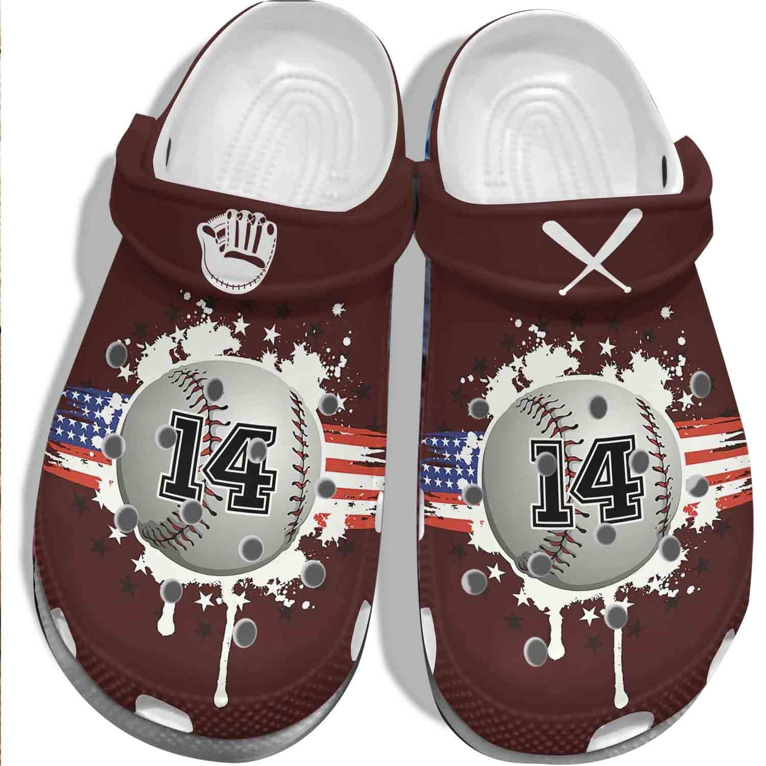America Flag Baseball Vector Custom Shoe - 14Th Baseball Outdoor Shoes Clogs