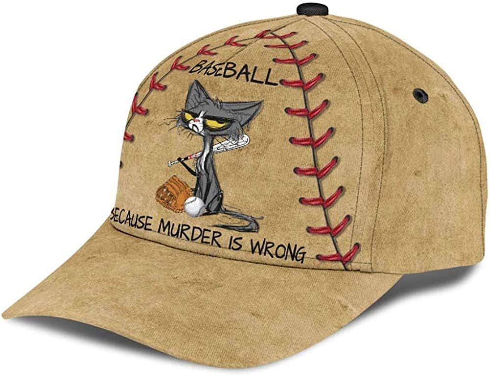 American Baseball Because Murder Is Wrong Cat 3D Printed Unisex Hat Classic Cap Trucker Hats Custom Hats Gifts For Men & Women