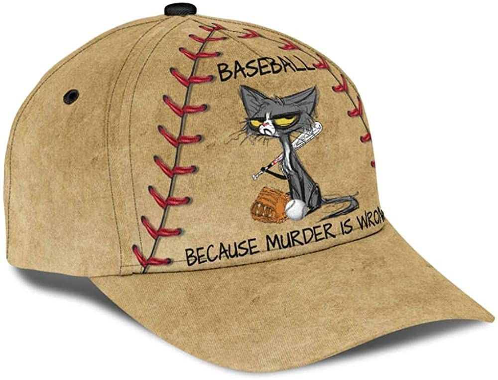 American Baseball Because Murder is Wrong Cat 3D Printed Unisex Hat Classic Cap Trucker Hats Custom Hats Gifts For Men & Women