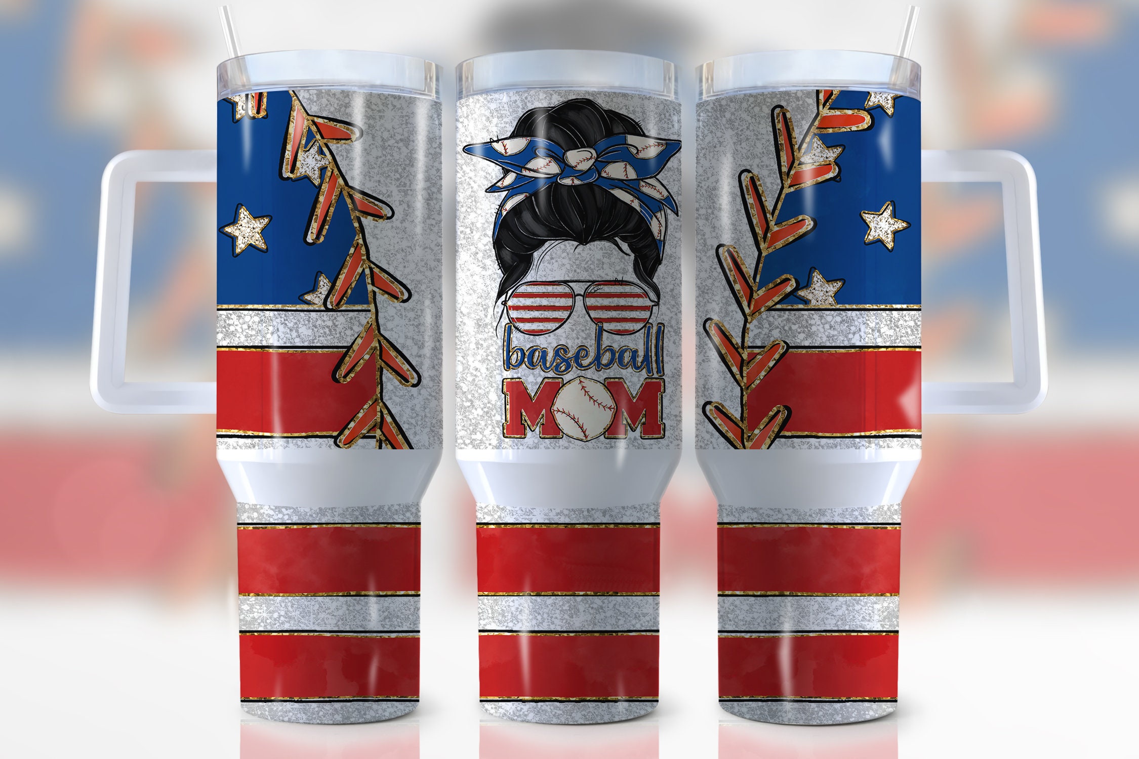 American Baseball Mom Custom Stanley Cup 40 oz 30 oz Tumbler With HandleTVC2301953