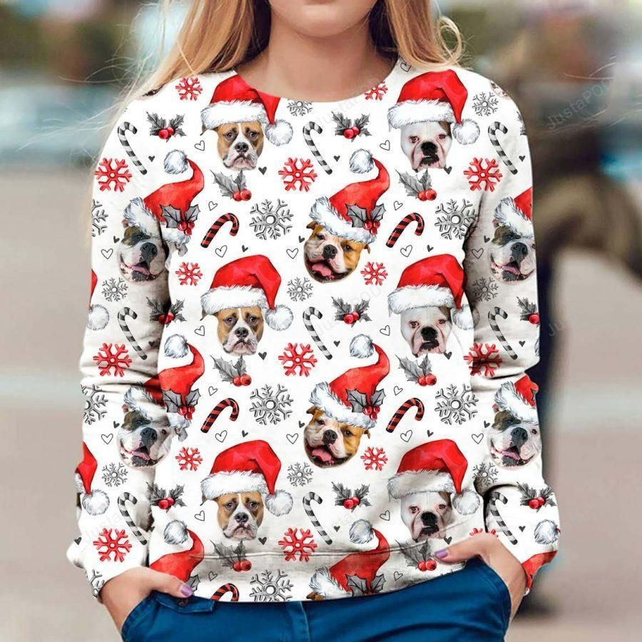 American Bulldog Ugly Christmas Sweater Adult 3D Funny Matching for family