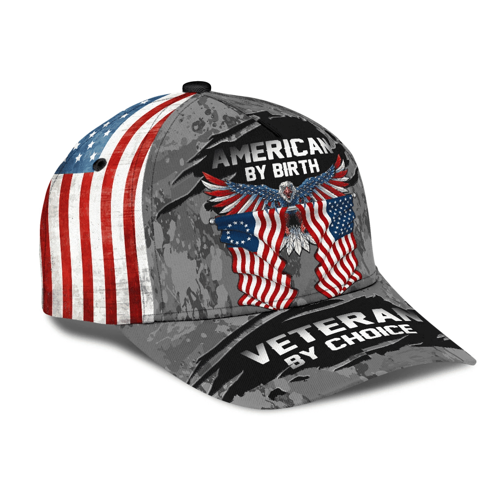 American By Birth Veteran By Choice Cap 3D Eagle USA Flag Cap Trucker Hats Custom Hats Gifts For Men & Women