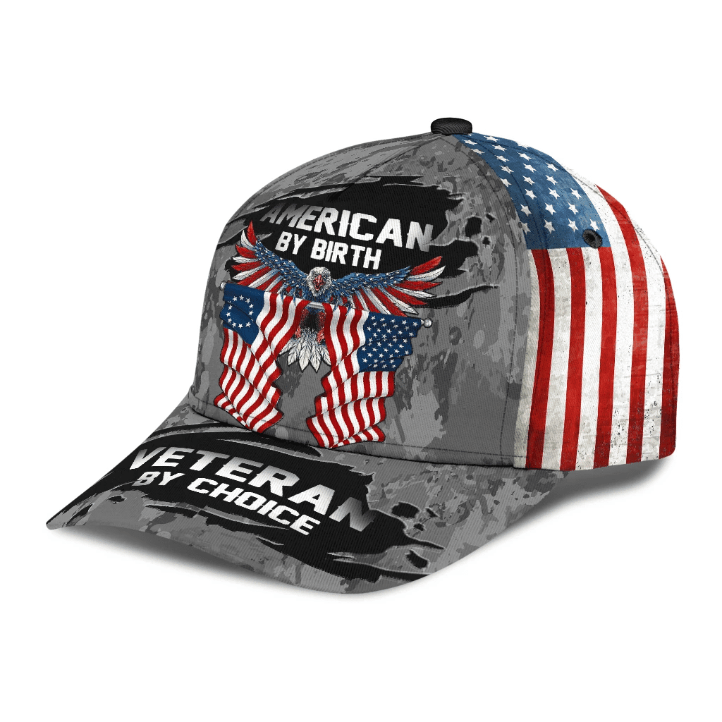 American By Birth Veteran By Choice Cap 3D Eagle USA Flag Cap Trucker Hats Custom Hats Gifts For Men & Women