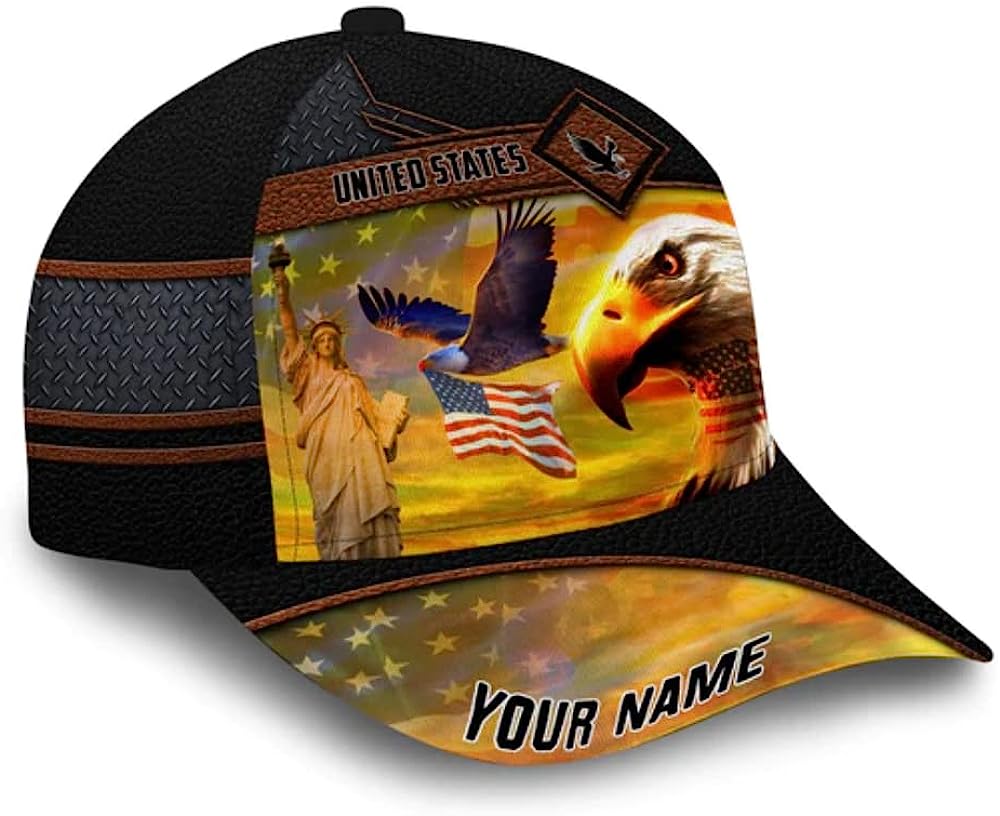 American Eagle Custom Name Baseball Cap - Christian Hats for Men and Women Trucker Hats Custom Hats Gifts For Men & Women