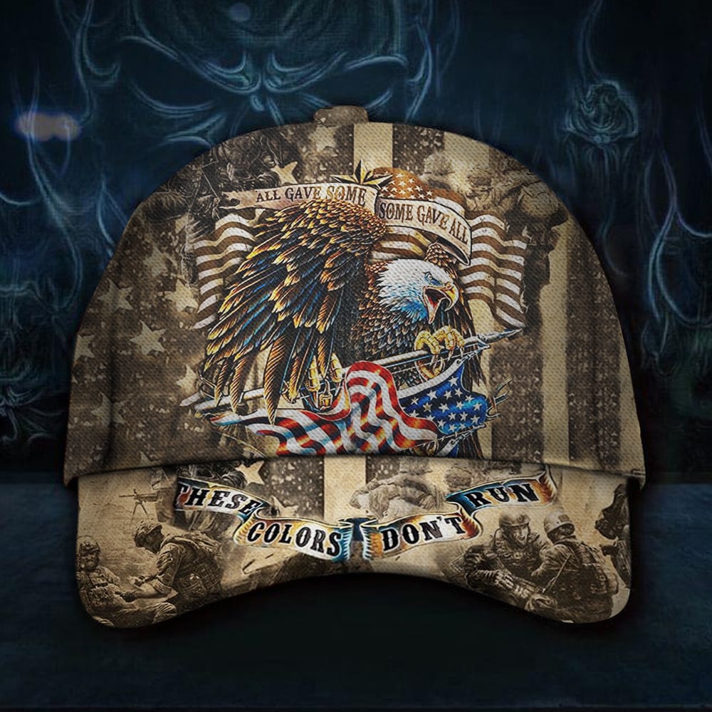 American Eagle These Colors Don't Run Hat Patriotic Honor Our Heroes Soldiers Veterans Cap Trucker Hats Custom Hats Gifts For Men & Women