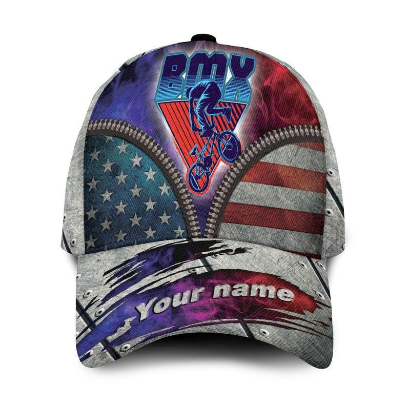 American Flag Bmx Custom Name 3D Hat Classic Cap For Sport Lovers, Bmx Cap. Trucker Hats Custom Hats Gifts For Men & Women