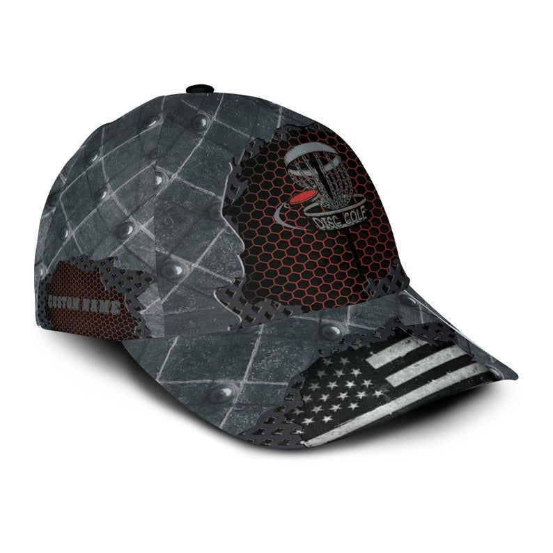 American Flag Disc Golf Custom Name 3D Hat Classic Cap For Sport Lovers, Personalized Disc Golf Cap Trucker Hats Custom Hats Gifts For Men & Women