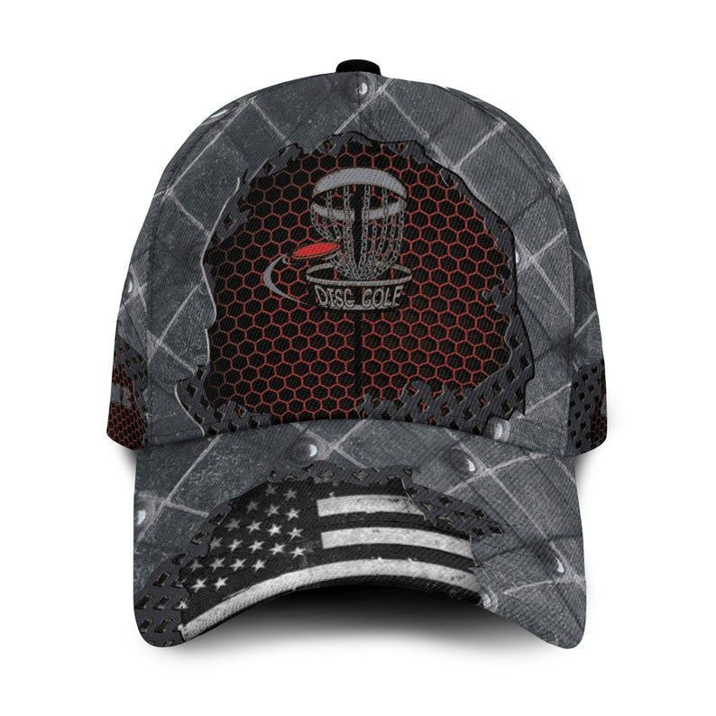 American Flag Disc Golf Custom Name 3D Hat Classic Cap For Sport Lovers, Personalized Disc Golf Cap Trucker Hats Custom Hats Gifts For Men & Women