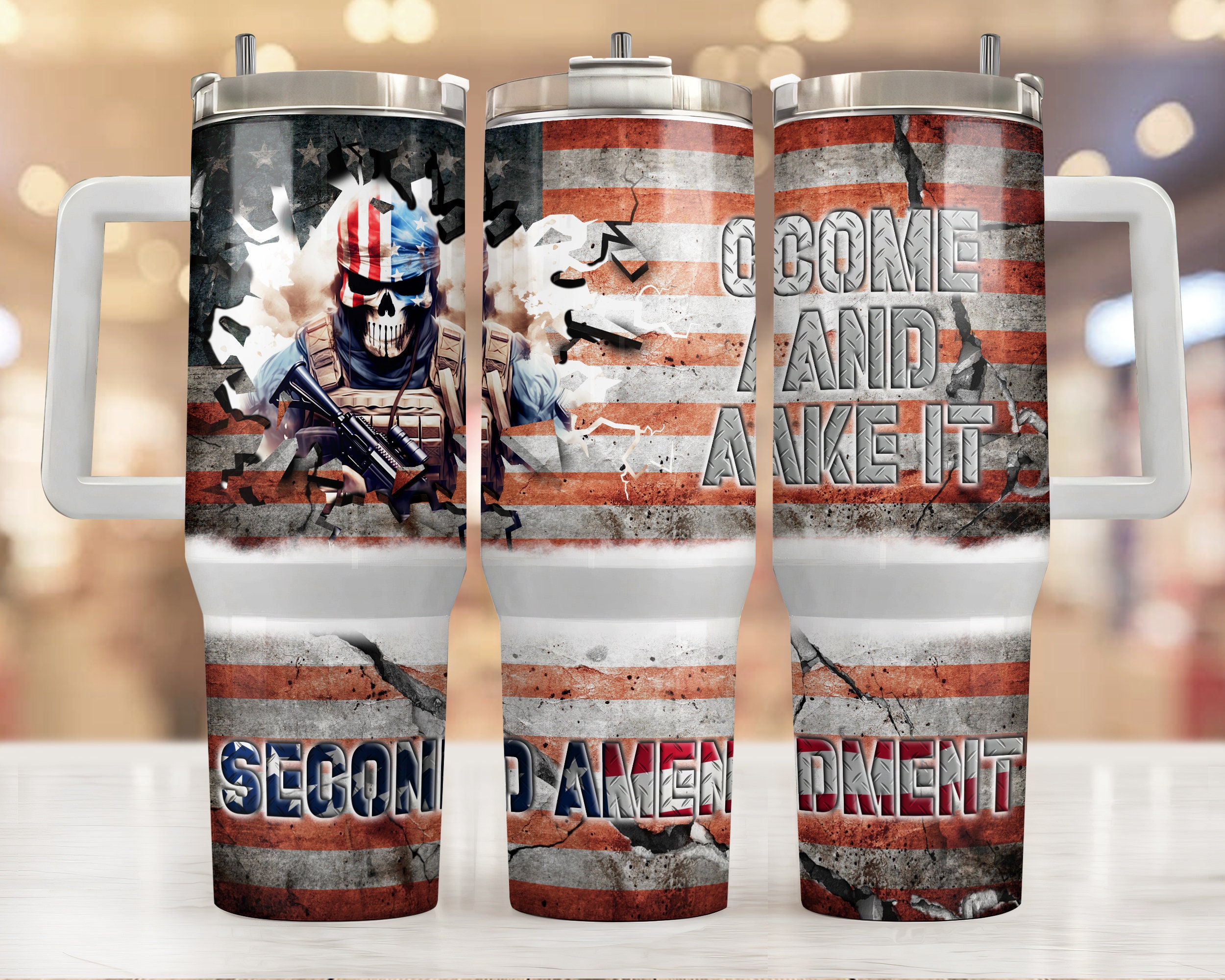 American Flag Skull Custom Stanley Cup 40 oz 30 oz Tumbler With HandleTVC2301956
