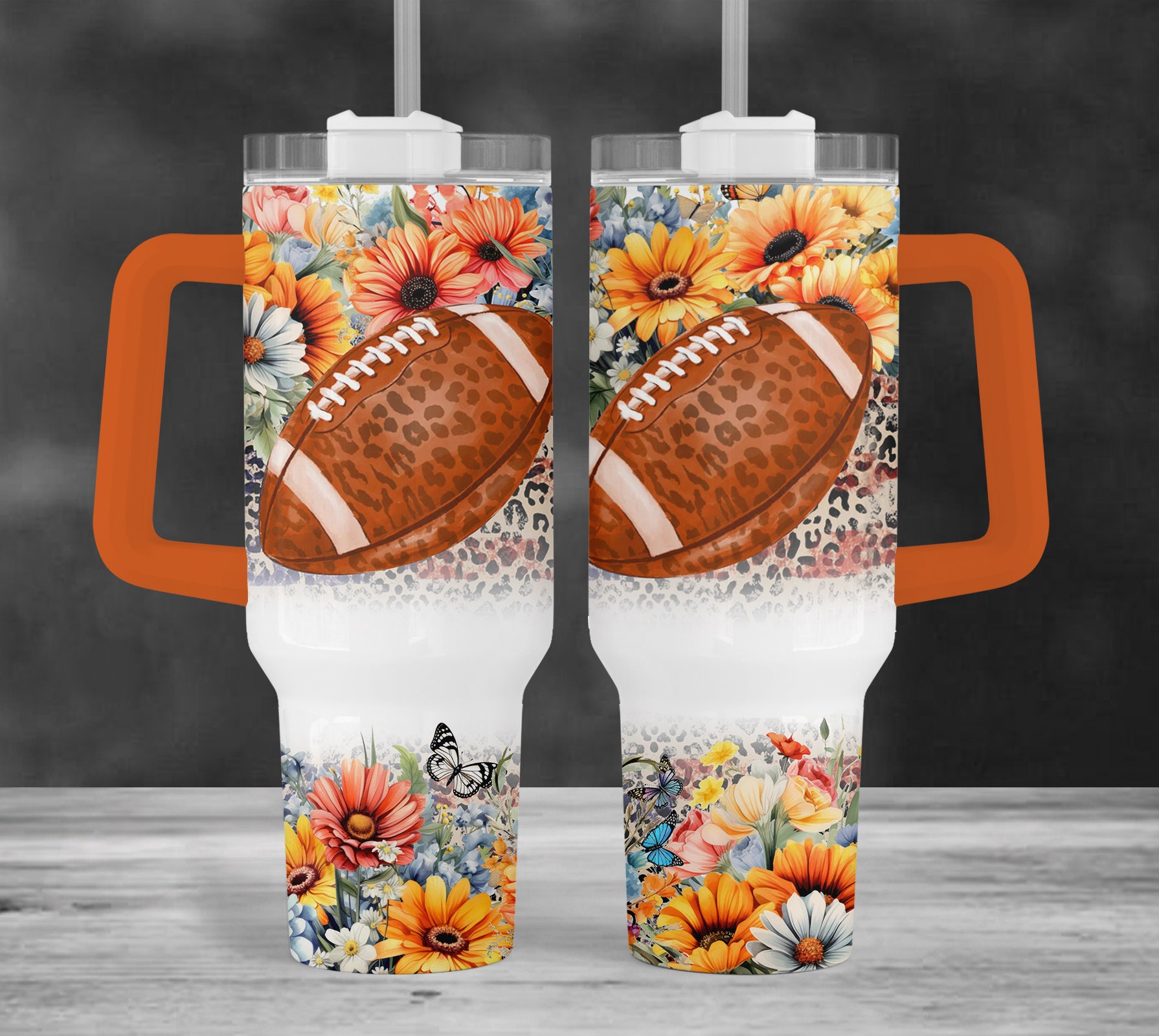 American Football Floral Leopard Print Custom Stanley Cup 40 oz 30 oz Tumbler With HandleTVC2301963