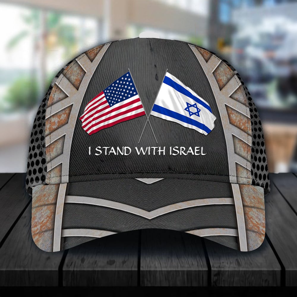 American I Stand With Israel Hat USA Israel Flag Hat Gifts For Supporters Trucker Hats Custom Hats Gifts For Men & Women