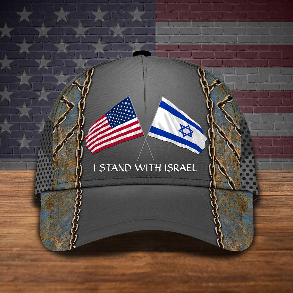 American I Stand With Israel Hat USA Peace For Israel Hat Gifts For Patriots Trucker Hats Custom Hats Gifts For Men & Women