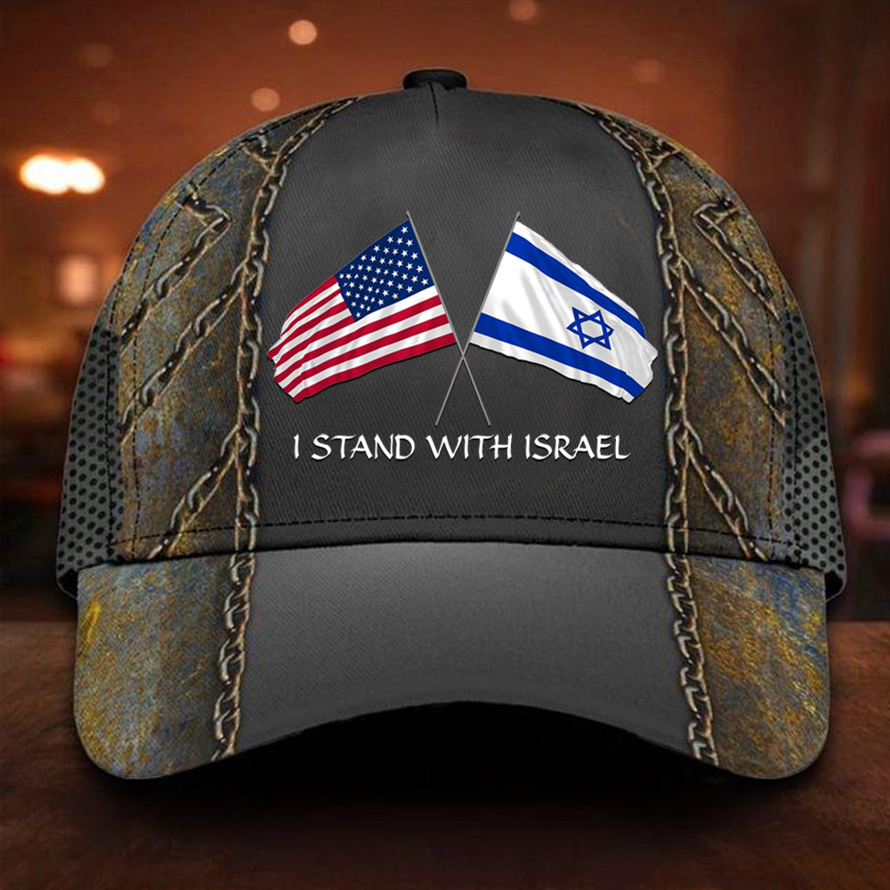 American I Stand With Israel Hat USA Support Israel Hat Gifts For Patriots Trucker Hats Custom Hats Gifts For Men & Women