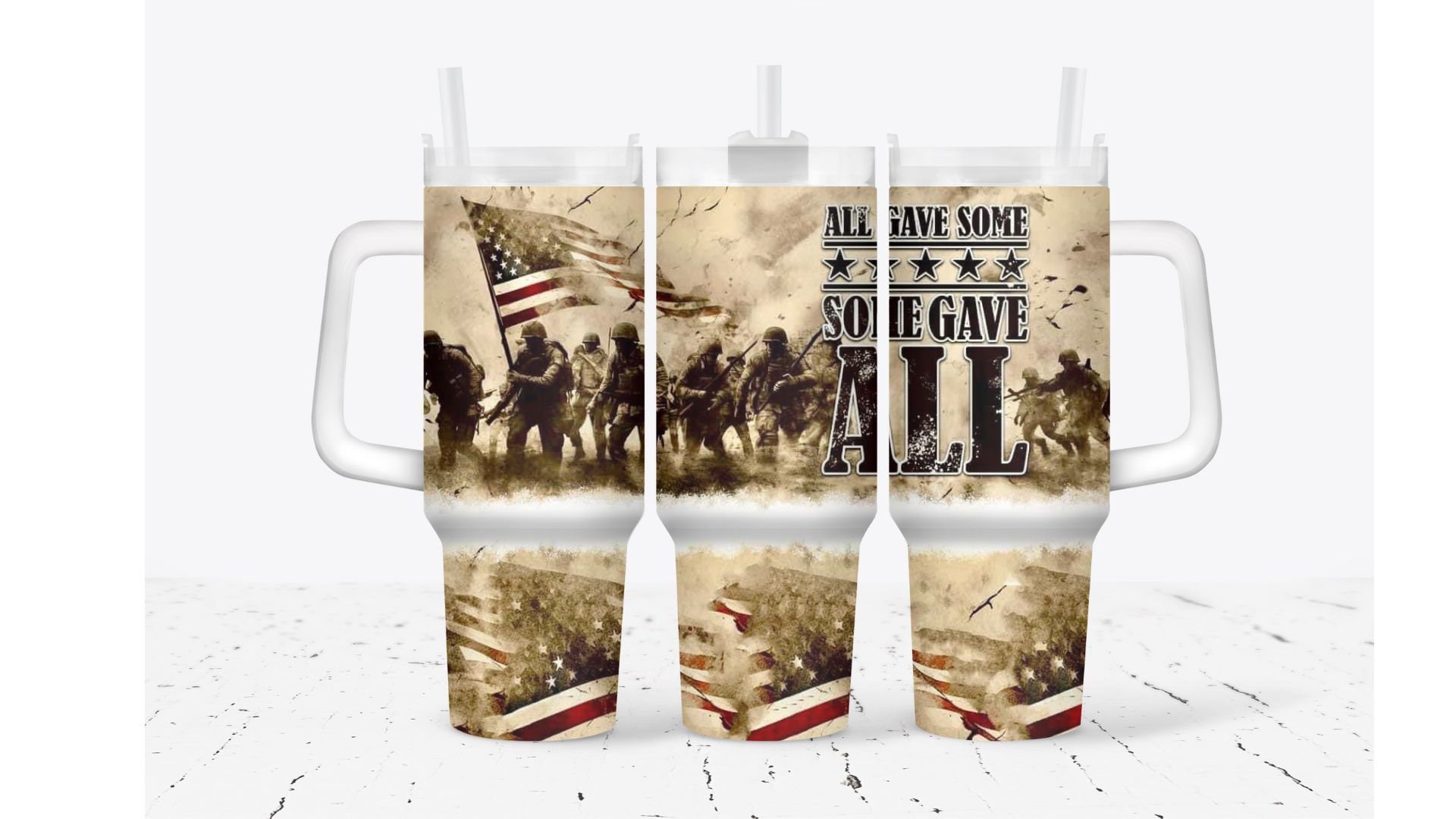 American Military with Flag Custom Stanley Cup 40 oz 30 oz Tumbler With HandleTVC2301930